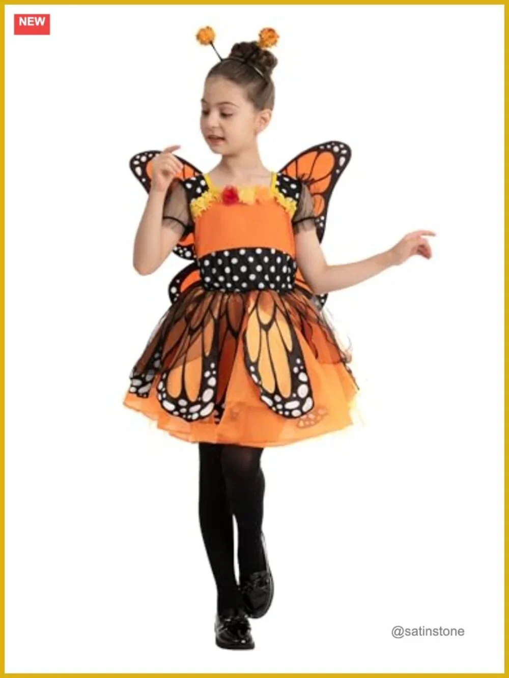 Kids Butterfly Halloween Costume with Wings and Headband - Fantasy Dress Up